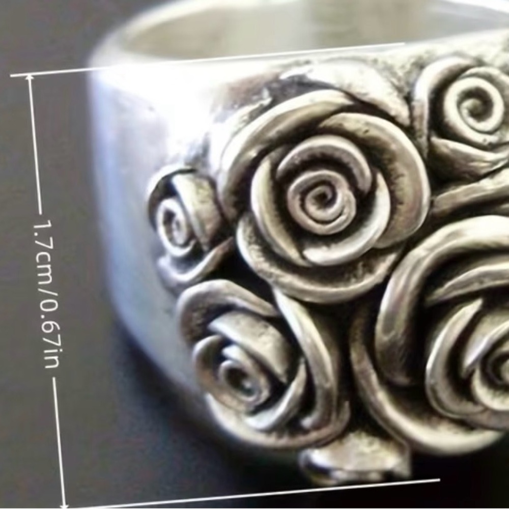 Elegant Silver Rose Ring white gold plated - Picture 3 of 4